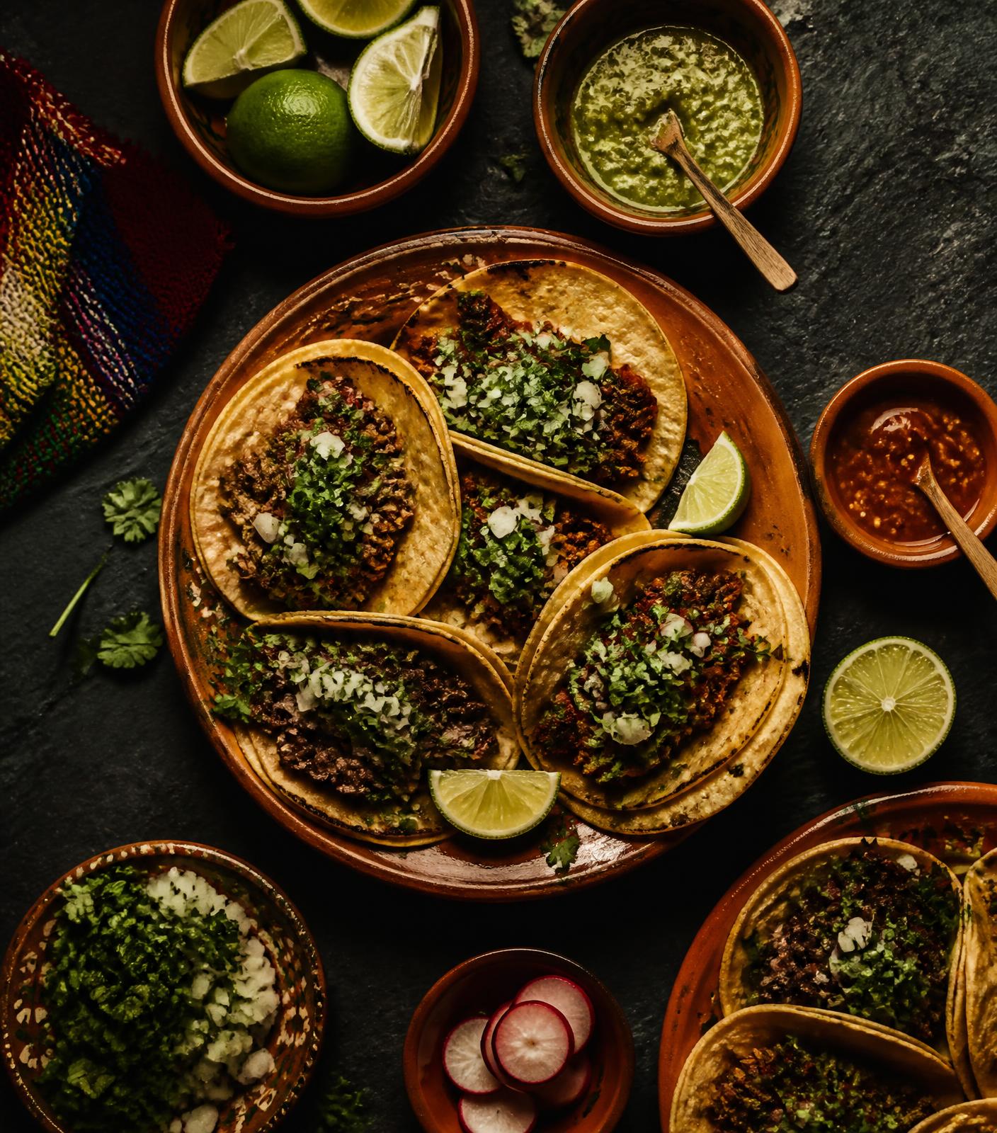 Meksykańskie tacos na glinianym talerzu